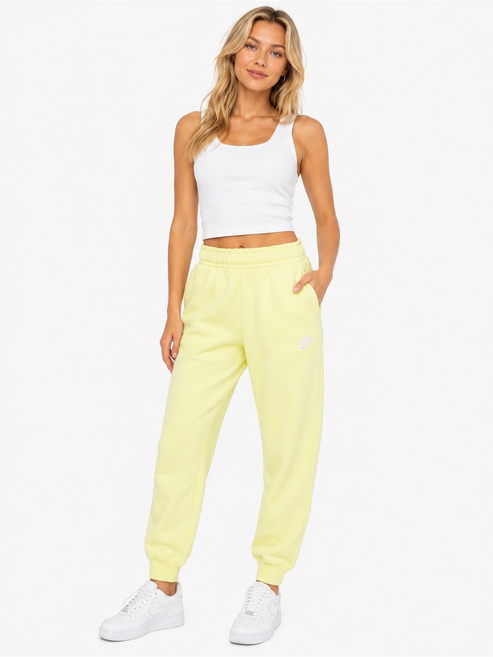 Nike Size Medium Women's Lime Green/Pale Yellow Joggers with Embroidered Logo